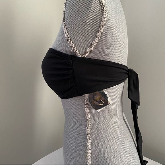 Calvin Klein Women's Solid Black Studded Bandeau Bikini Top Black size S M L - Picture 3 of 4